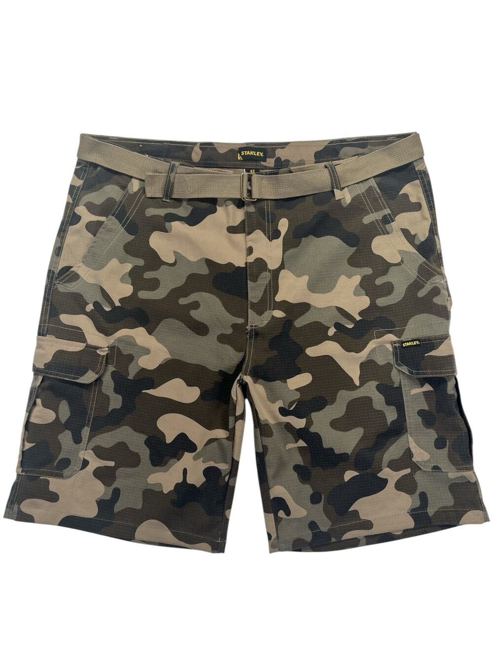Stanley Men’s Camo Cargo Shorts Size 42 Belted Utility Workwear